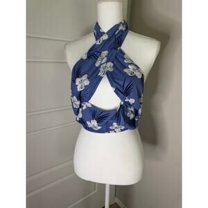 NASTY GAL COLLECTION Size 6 Halter Bandeau Blue/White (NWT)